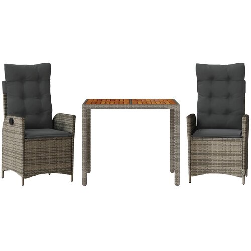  3-dijelni vrtni blagovaonski set sivi od poliratana Siva 90 cm table length Slike