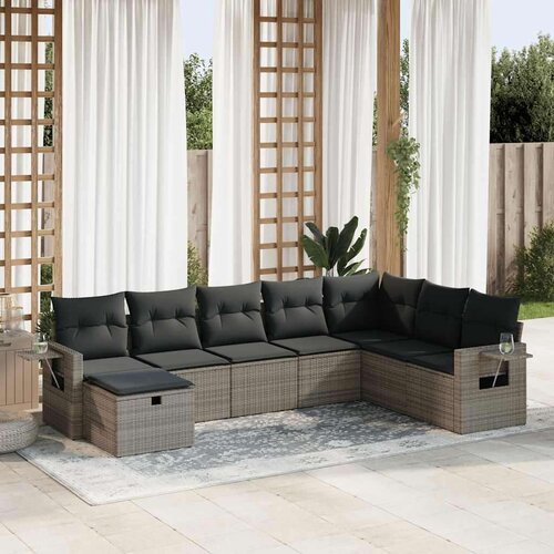 VidaXL 8-dijelni set vrtnih sofa od poliratana s jastucima sivi Slike