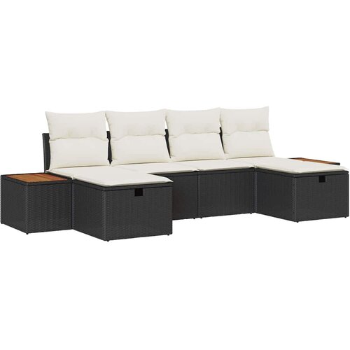 Sjedeća garnitura za vrt 6 pcs Crna 55 x 62 x 69 cm Poli ratan Slike