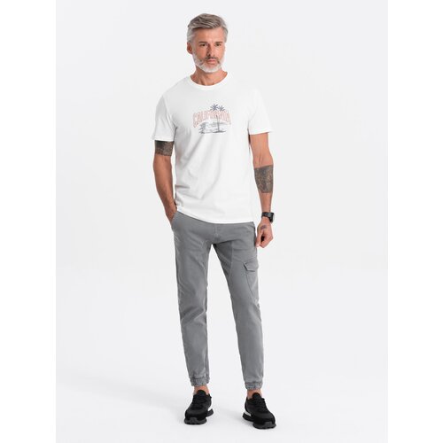 Ombre Men's JOGGERS pants with cargo pocket - gray Cene