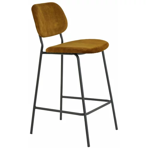Light & Living Žametni barski stol v gorčični barvi 92 cm Emma - Light & Living