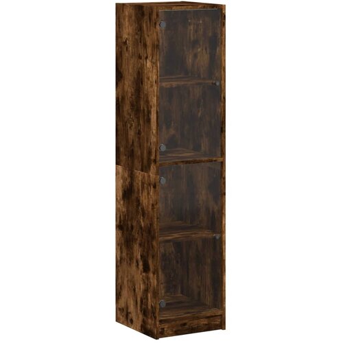  Visoka komoda sa staklenim vratima boja hrasta 35 x 37 x 142 cm Slike