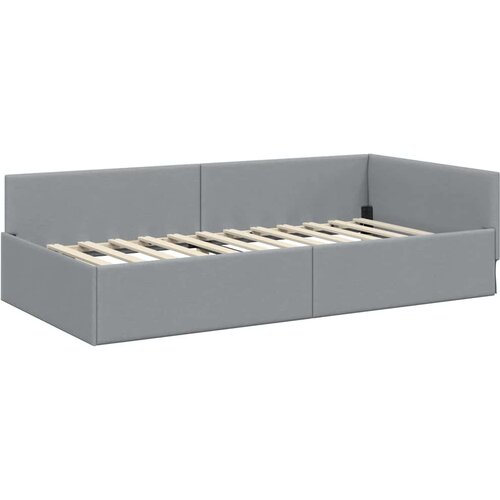  Kutni okvir kreveta Svijetlo siva 90 cm x 200 cm tkanina Slike