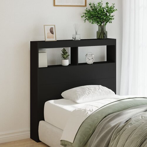  The Living Store Omarica za vzglavje postelje LED črna 100x17x102 cm - Omarica Za Vzglavje Postelje, (21484739) Slike