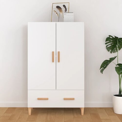  Visoka komoda bijela 70 x 31 x 115 cm od konstruiranog drva Slike