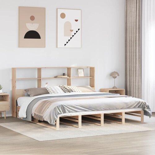 VidaXL Krevet s regalom za knjige bez madraca 180x200 cm masivno drvo Slike