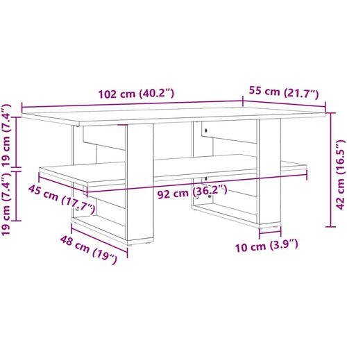 VidaXL Stolić za kavu boja hrasta 102x55x42 cm konstruirano drvo Slike