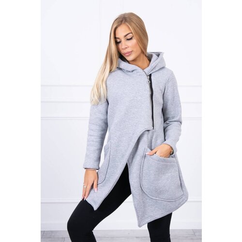 Kesi Insulated sweatshirt with asymmetrical zipper in gray color Slike