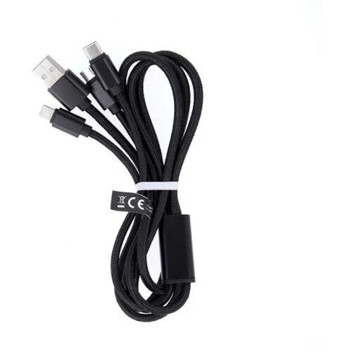 Maxlife 3in1 cable USB - Lightning + USB-C + microUSB 1,0 m 2,1A black nylon Cijene