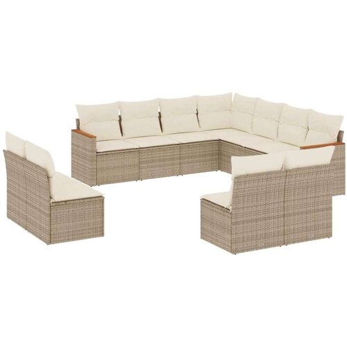  11-dijelni set vrtnih sofa od poliratana s jastucima bež Slike