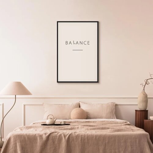  Slika - Balance of Words (1-part) - Black English Text on White 60x90 U crnom drvenom okviru Cene