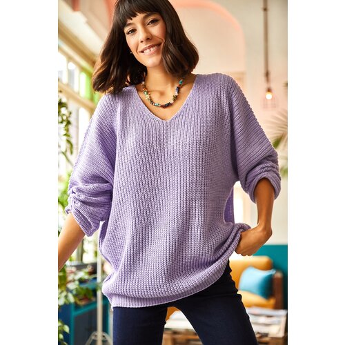 Olalook V-Neck Thessaloniki Knit Oversized Knitwear Sweater Slike