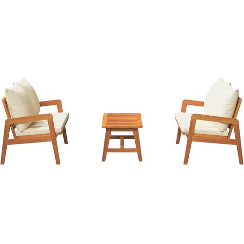 Bistro set s jastukom 3 pcs Smeđa Čvrsto drvo akacije Slike