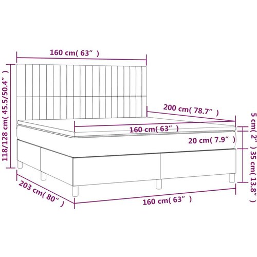  Box spring s madracem LED crni 160x200 cm od tkanine Slike