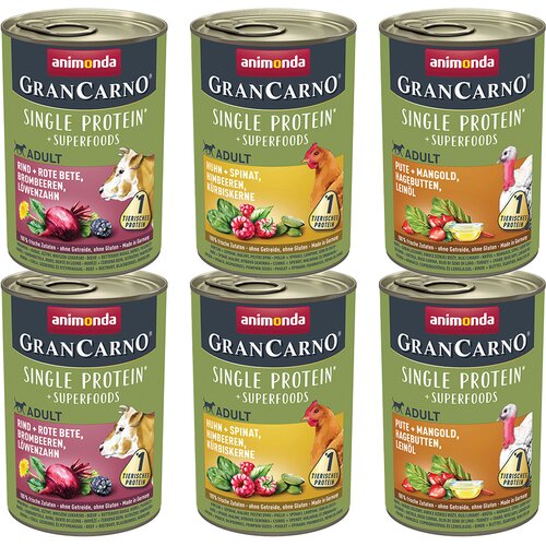 animonda GranCarno Adult Superfoods me&scaron;ano pakiranje - 6 x 400 g Cijene