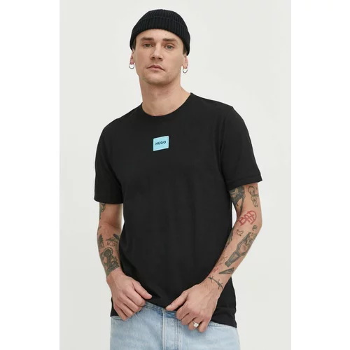 Hugo Pamučna majica za muškarce, boja: crna, s aplikacijom