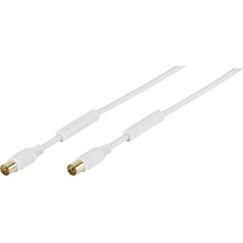 Vivanco antene priključni kabel [1x 75 Ω antenski ženski konektor - 1x 75 Ω antenski moški konektor] 5.00 m 110 dB pozlačeni konektorji\, s feritnim jedrom bela, (20431653) Cene