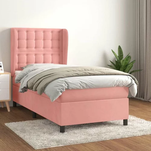 Box spring krevet s madracem ružičasti 90x190 cm baršunasti