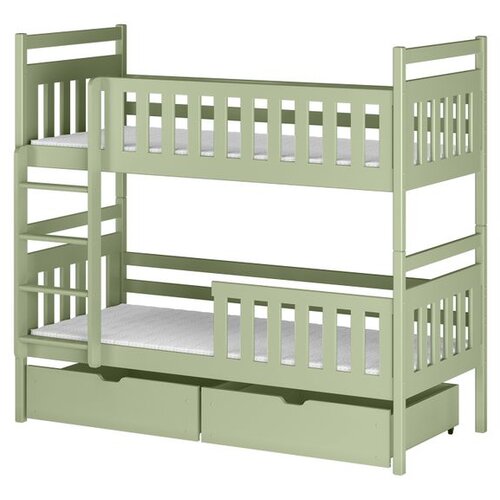 Molarem Home Drveni dječji krevet na kat Monika s ladicom - olive - 160x80 cm - Madrac PE pjena 8 cm-spužvasti madrac Cijene