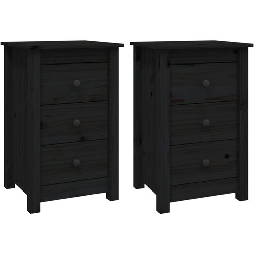 Maison Chic Dvo delni komplet Nočne omarice - Nočne mize črna 40x35x61,5 cm trdna borovina, (21687225) Slike