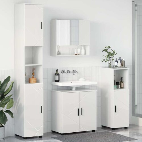 VidaXL Set namje&amp;scaron;taja za kupaonicu Zidne 4 pcs Visoko sjajno bijela Slike