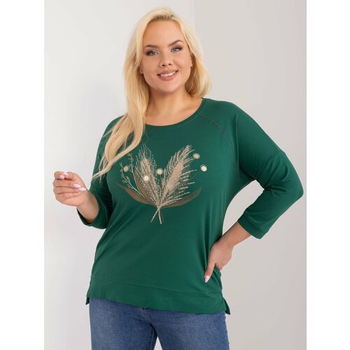 Fashion Hunters dark green casual plus size blouse with appliqué Slike