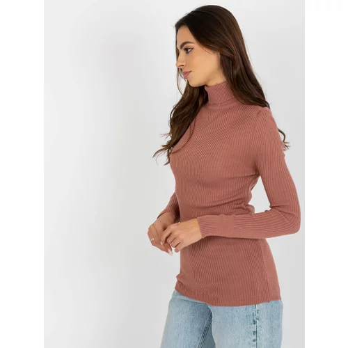 Fashion Hunters Dusty pink ribbed turtleneck sweater
