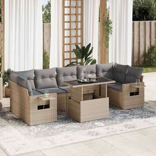 vidaXL 8-dijelni set vrtnih sofa od poliratana s jastucima bež Cijene
