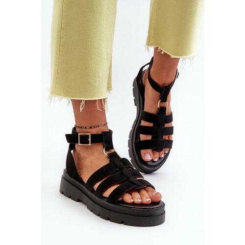 Kesi Gladiator women's sandals made of Eco Suede Black Dorameia Cene