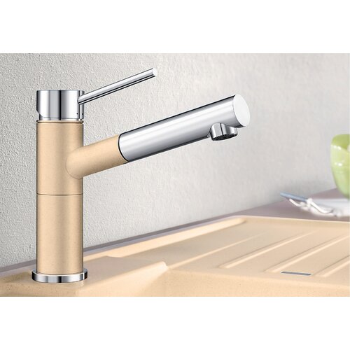 Blanco ALTA-S COMPACT SILGRANIT LOOK BISERNO SIVA-HROM HD SLAVINA 520730 SA IZVLAČNIM TU&amp;Scaron;EM Slike