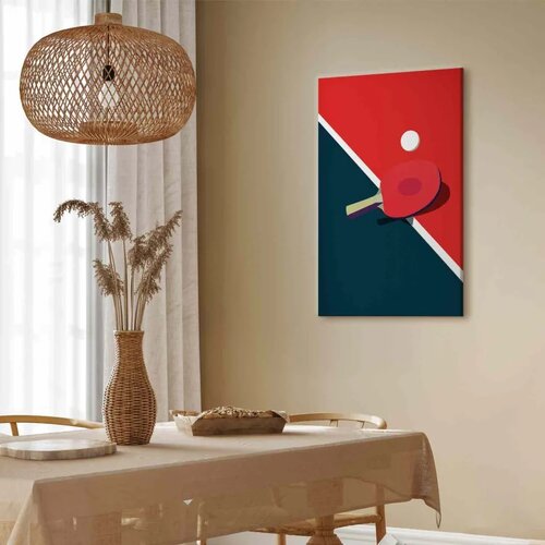  Slika - Table Tennis - Racket and Ball on the Table 60x30 Premium Print Slike