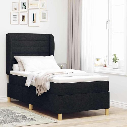  Box Spring Postelja z Blazino Črna 90x200 cm Tkanina, (22052778) Cene