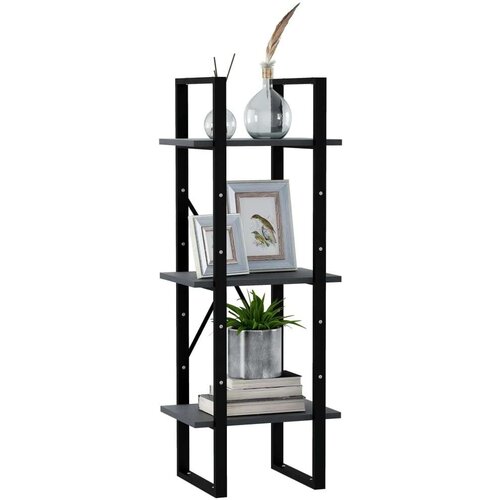 VidaXL Knjižna omara 3-nadstropna siva 40x30x105 cm trdna borovina Slike