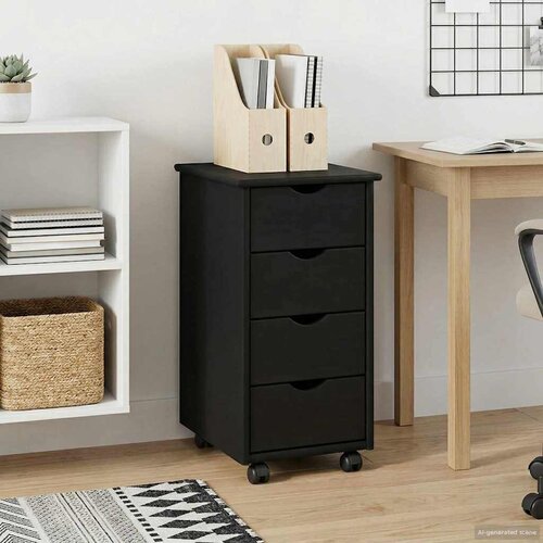  Mobilni ormar Crna 34 x 39 x 65,5 cm Čvrsto borovo drvo Cijene