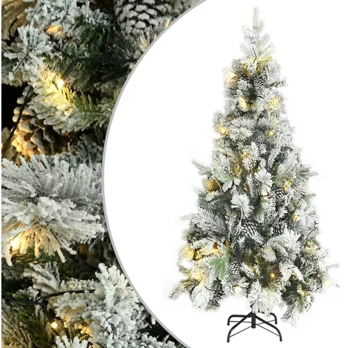 vidaXL Božićno drvce LED sa snijegom i šiškama 225 cm PVC i PE