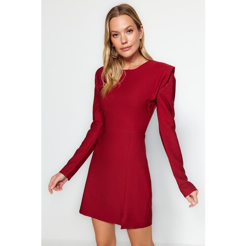 Trendyol Claret Red Crescent Woven Dress with Pads Slike