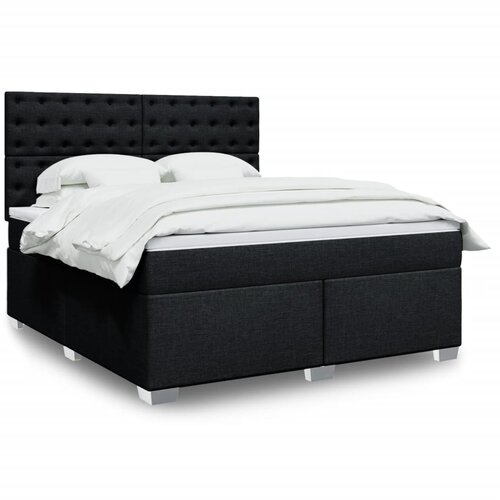 vidaXL Box spring postelja z vzmetnico črna 180x200 cm blago Cene