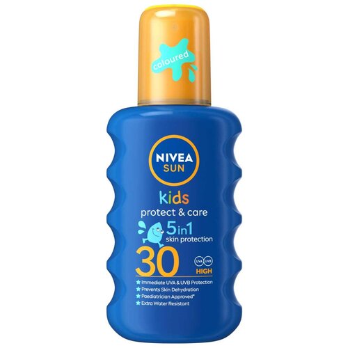 Nivea Sun Kids Protect &amp;amp; Care Sun Spray 5 in 1 SPF30 5 u 1 sprej za sunčanje 200 ml Slike