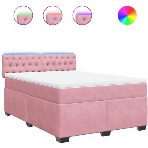 VidaXL Box spring postelja z vzmetnico roza 140x190 cm žamet, (21309234) Slike