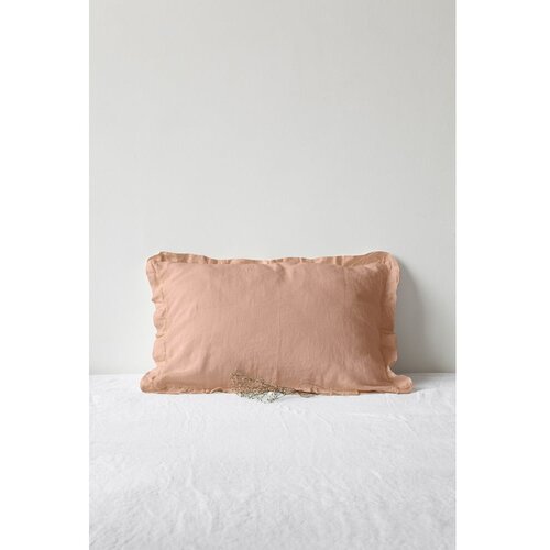 Linen Tales terracotta smeđa lanena jastučnica s naboranim rubom, 50 x 60 cm Cijene