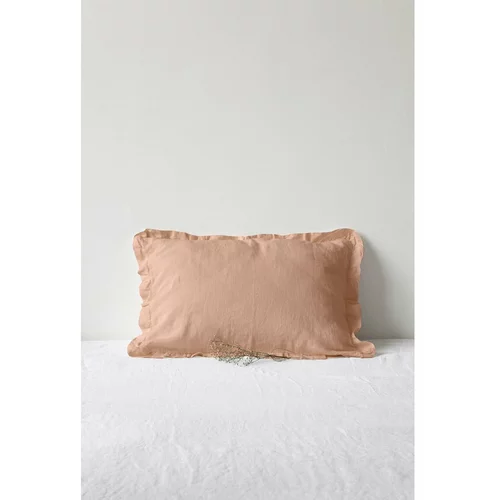 Linen Tales terracotta smeđa lanena jastučnica s naboranim rubom, 50 x 60 cm