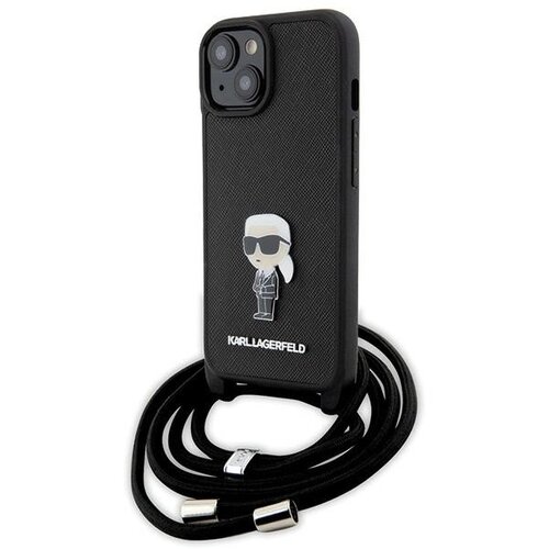 Karl Lagerfeld OVITEK CROSSBODY SAFFIANO MONOGRAM ZA IPHONE 15 ČRN, (21897506) Cene