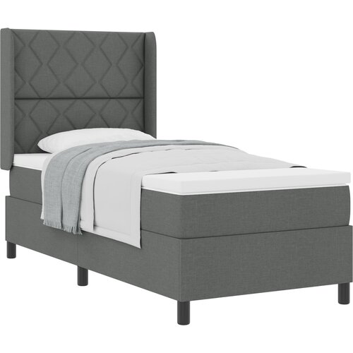 vidaXL Box Spring postelja z blazino temno siva 90x200 cm tkanina Cene