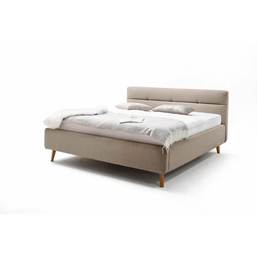 Meise Möbel Bež tapecirani bračni krevet s prostorom za odlaganje s podnicom 140x200 cm Lotte -