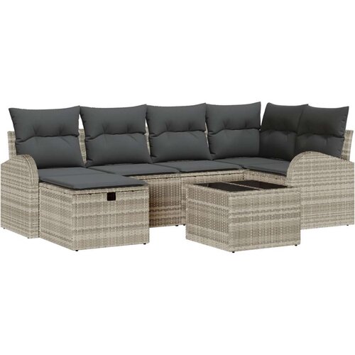  Set od 7 dijelova vrtnog kauča s jastučićima svijetlosivi poli ratan Cijene