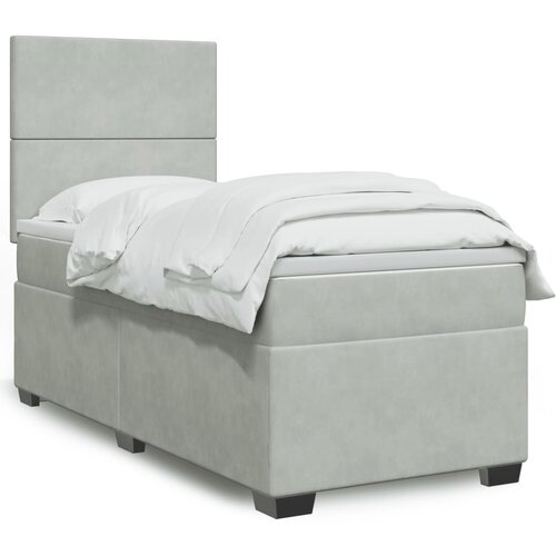 VidaXL Box spring krevet s madracem svjetlosivi 100x200 cm bar&amp;scaron;unasti Slike