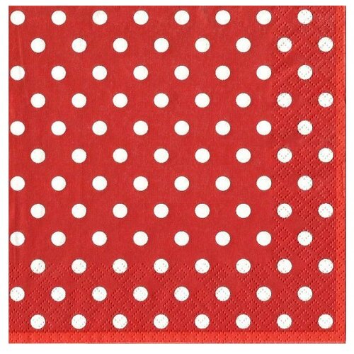 Salvete za dekupaž - crvena sa tačkicama - 1 kom Slike
