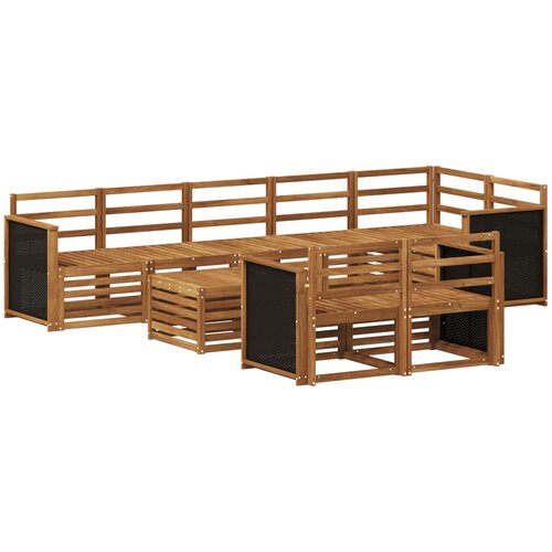  Set vanjskih sofa 8 kom. Prirodna Čvrsto drvo akacije Slike