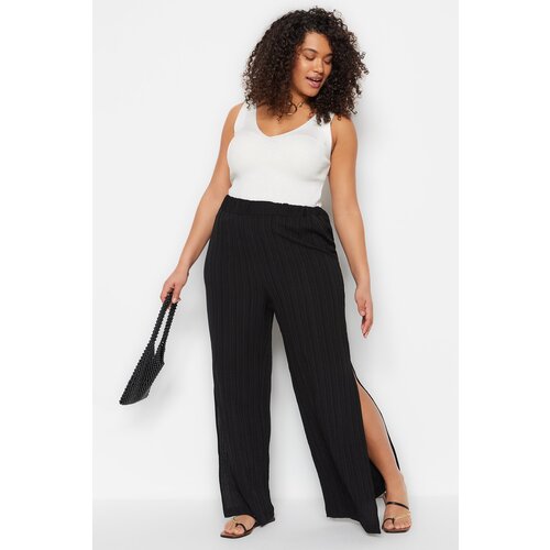 Trendyol Curve Plus Size Pants - Black - Wide leg Slike