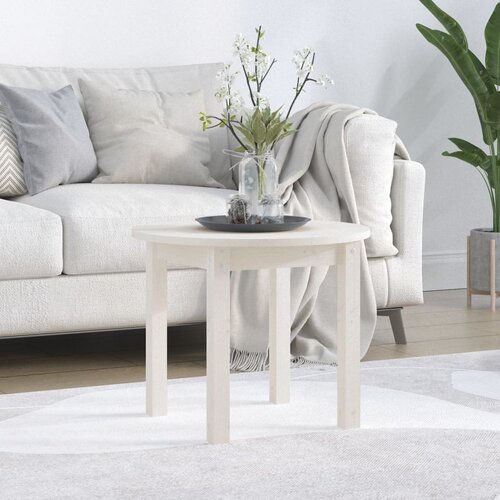 The Living Store Klubska mizica bela &amp;Oslash; 55x45 cm trdna borovina - Klubska Mizica, (21421383) Slike